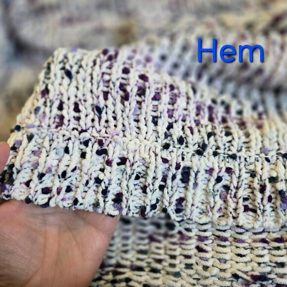 Cable and Gauge 2X Womens Sweater Pullover Knit Crew Neck White Purple Teal - Picture 8 of 8